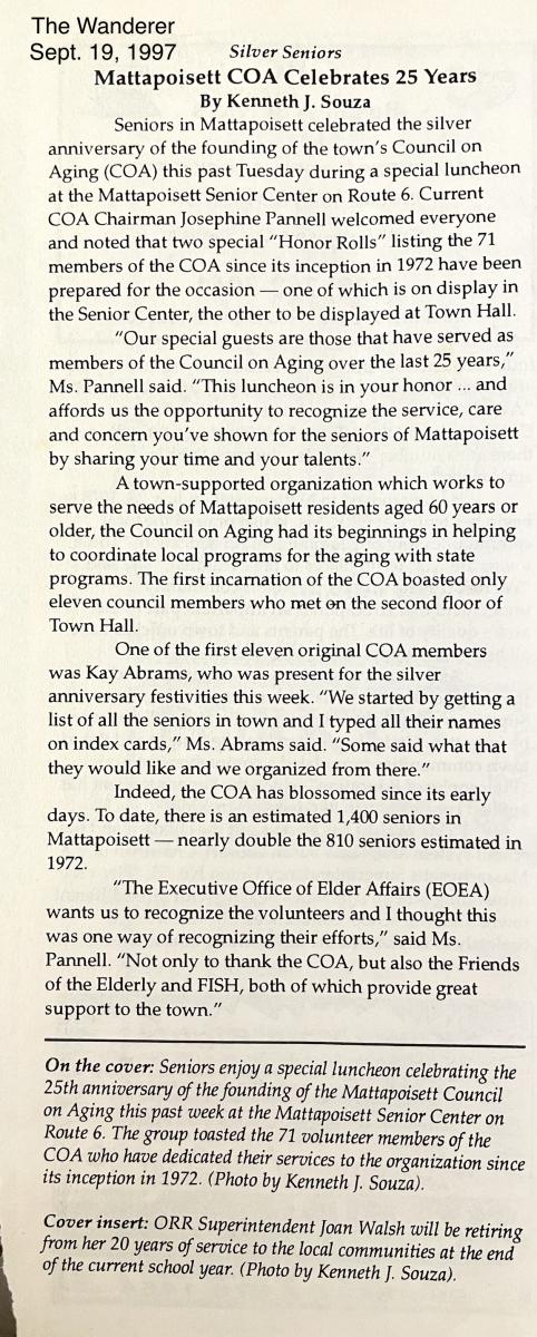 25th Anniversary of COA Founding - 9.19.1997