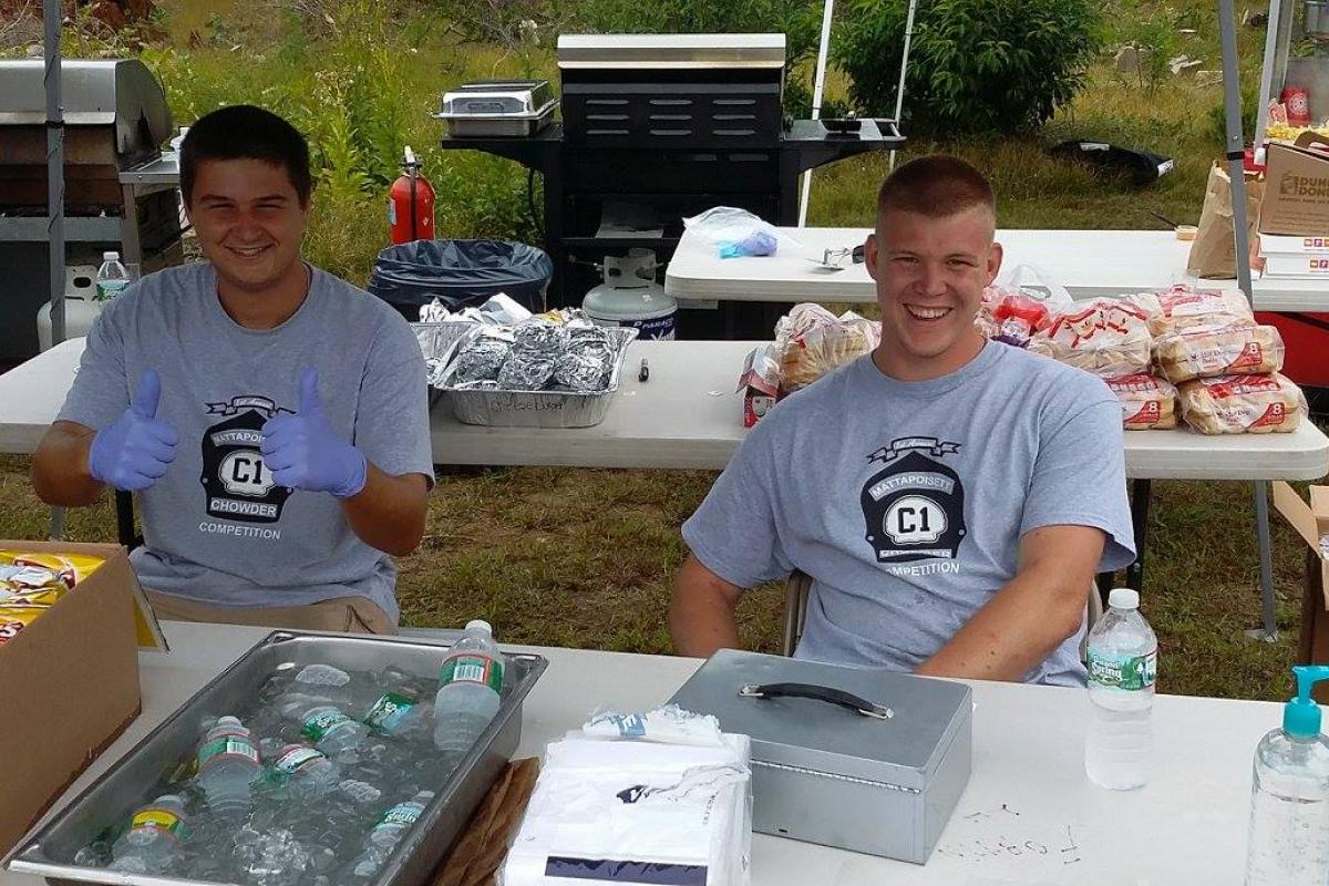 Association members Sam Hill and Justin Blue staffing the food tent...