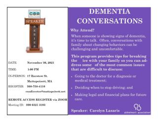 Dementia; Alzheimers; Conversation with someone; How to have conversatin about dementia